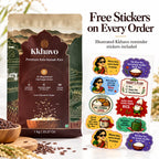 Kkhavo 1 kg Kala Namak rice with free illustrated sticker sheet included on every order