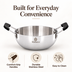 KKhavo Mini Kadai — Tri-Ply Stainless Steel, 14 cm, 600 ml — cookware included in rice combo