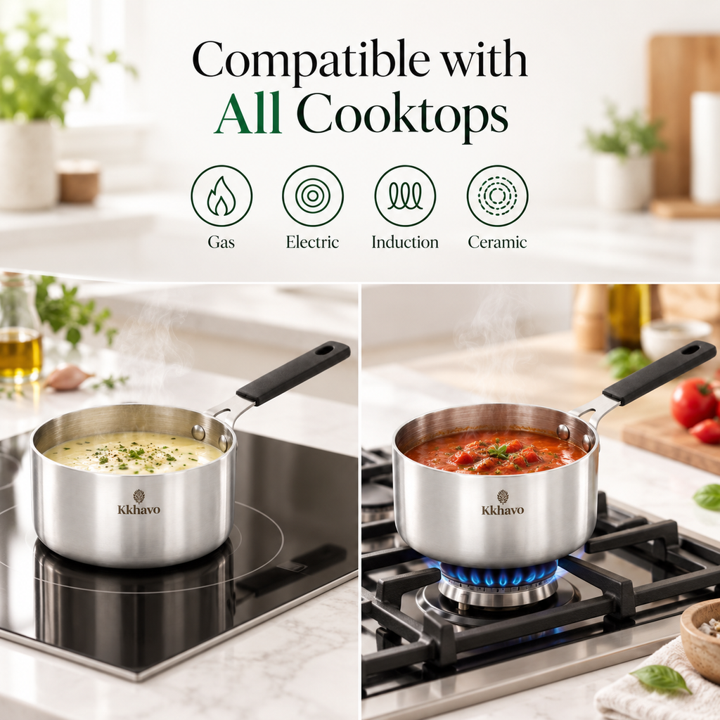 KKhavo Mini Sauce Pan — Tri-Ply Stainless Steel, 12 cm, 550 ml — cookware included in rice combo