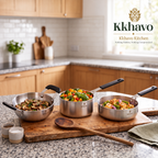 KKhavo Mini Kadai — Tri-Ply Stainless Steel, 14 cm, 600 ml — cookware included in rice combo