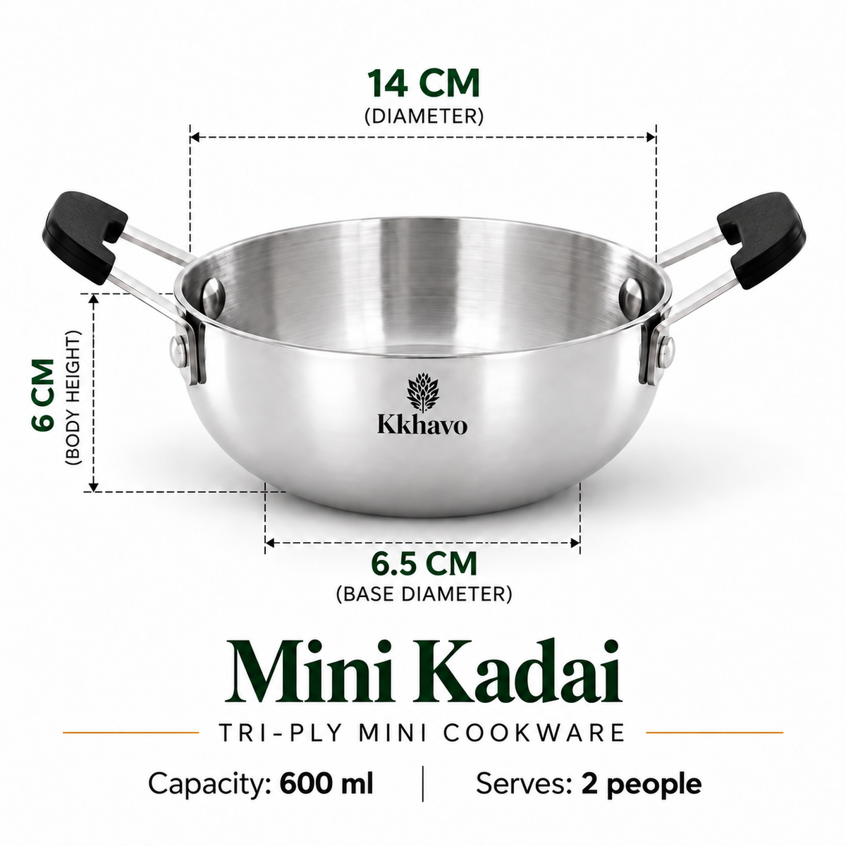 KKhavo Mini Kadai — 14 cm, 600 ml — product image 2