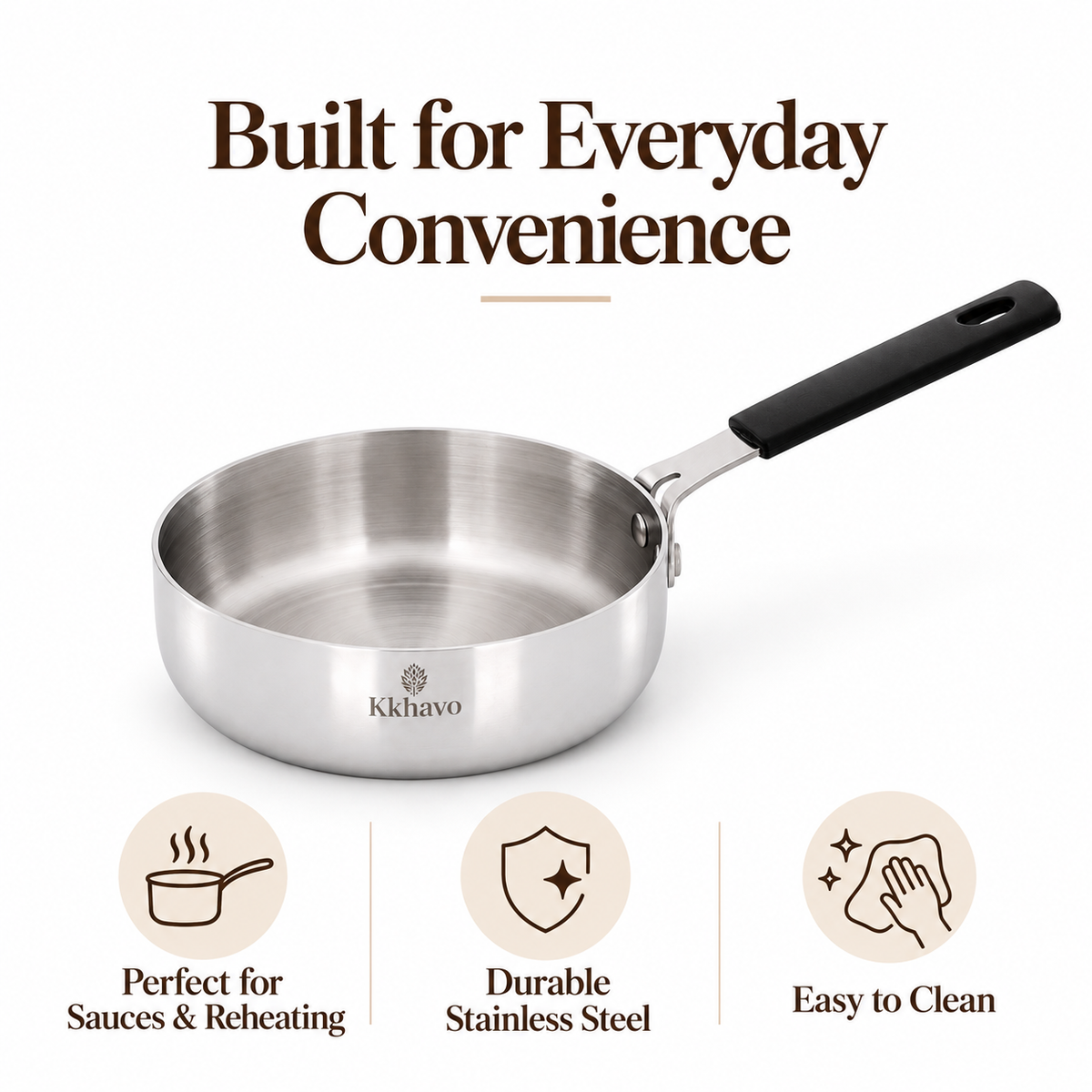 KKhavo Mini Fry Pan — Tri-Ply Stainless Steel, 14 cm, 550 ml — cookware included in rice combo