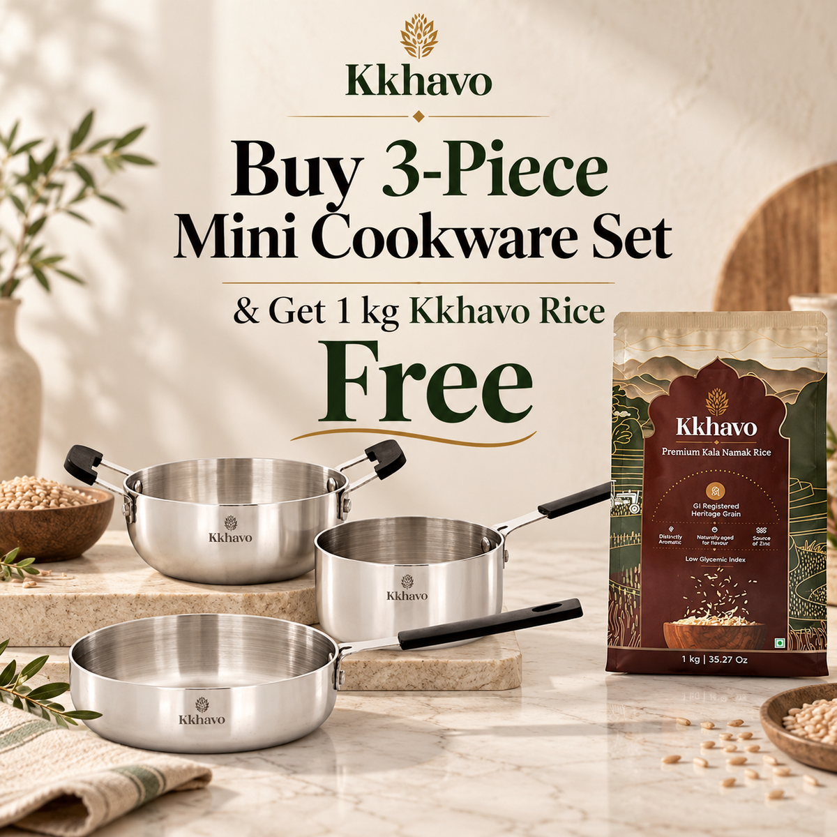 KKhavo 3 Pc Mini Cookware Set — Tri-Ply Stainless Steel — product image 2