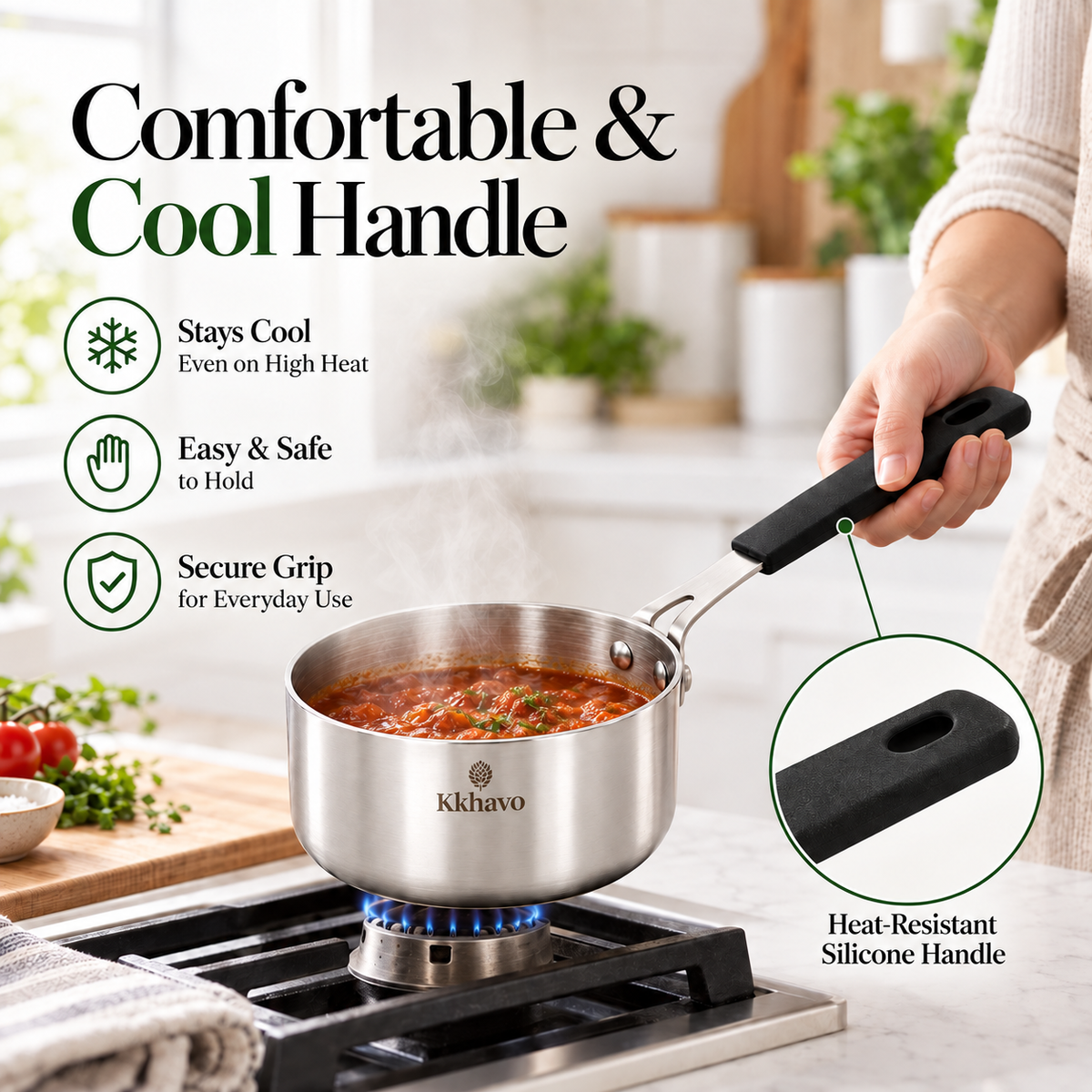 KKhavo Mini Sauce Pan — Tri-Ply Stainless Steel, 12 cm, 550 ml — cookware included in rice combo