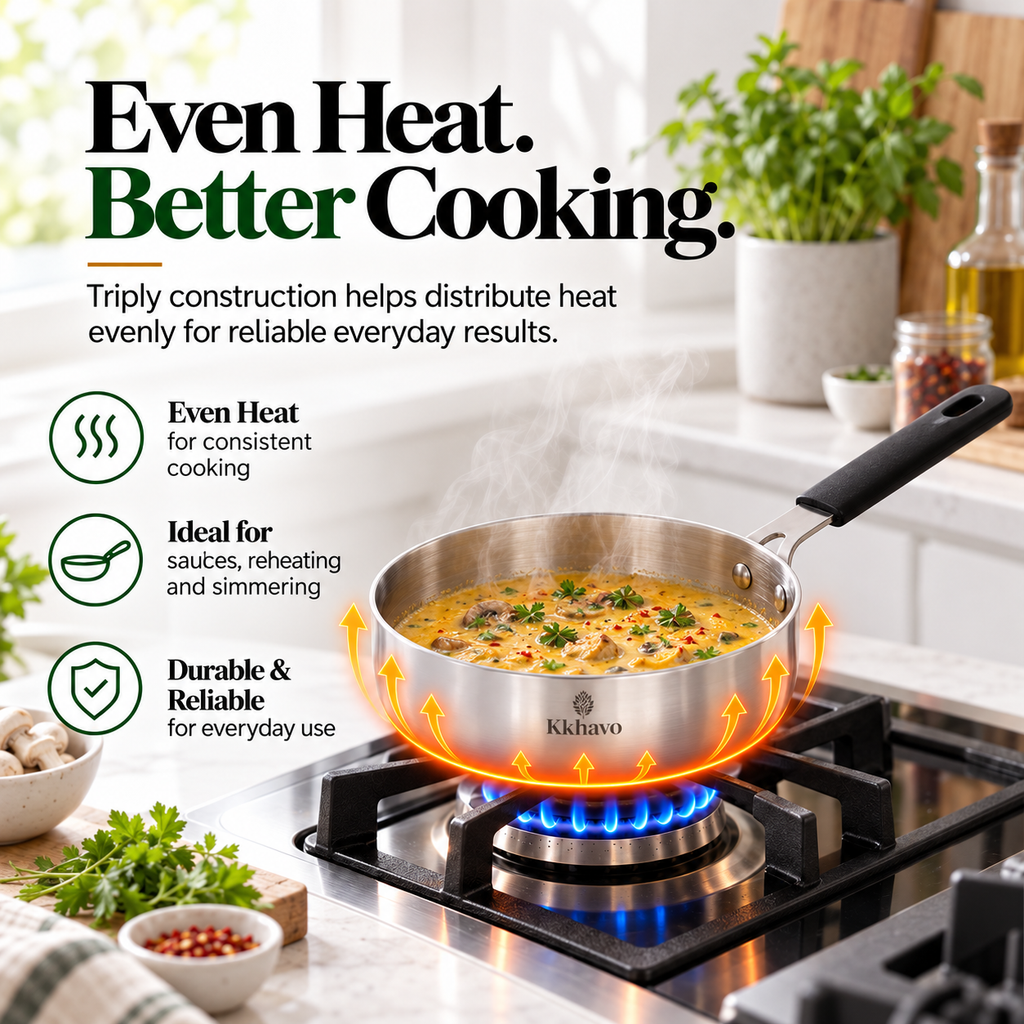KKhavo Mini Fry Pan — Tri-Ply Stainless Steel, 14 cm, 550 ml — cookware included in rice combo