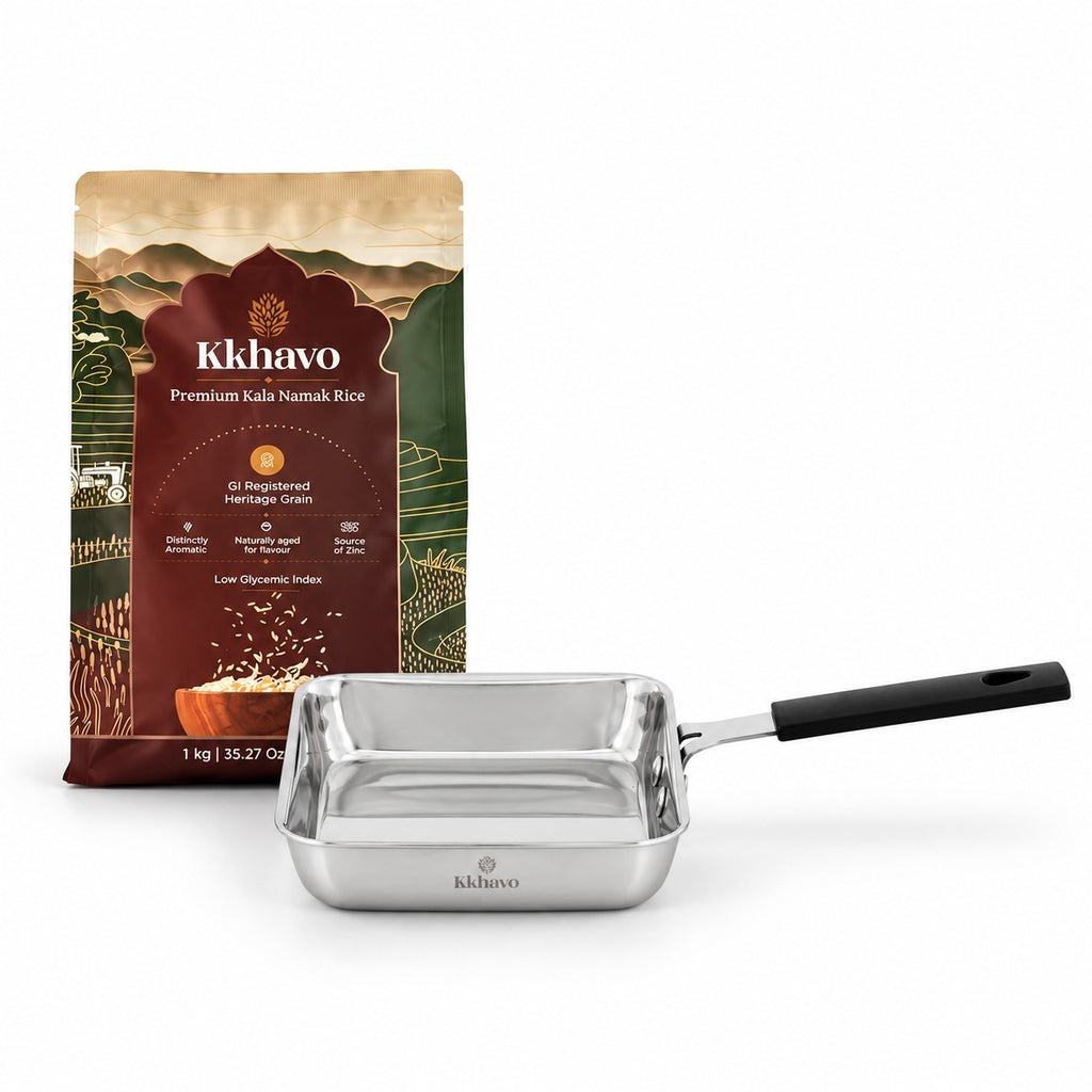 Mini Square Pan with 1 kg Kkhavo Kala Namak rice