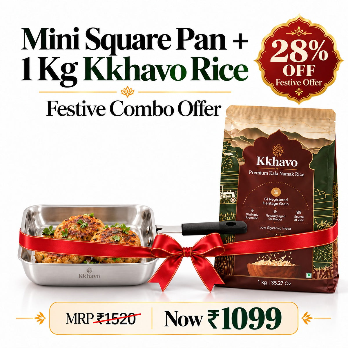Mini Square Pan plus 1 kg Kkhavo rice festive combo offer at Rs 1099